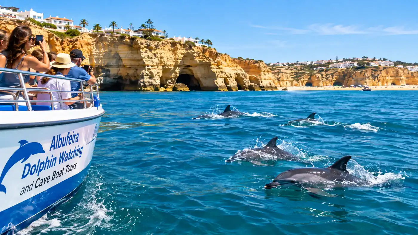 Albufeira Dolphin Watching and Cave Boat Tours